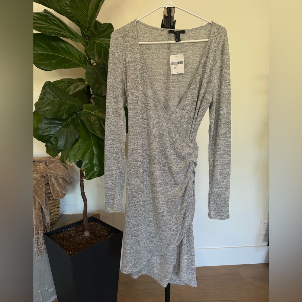Forever 21 Light Gray Long Sleeve Dress